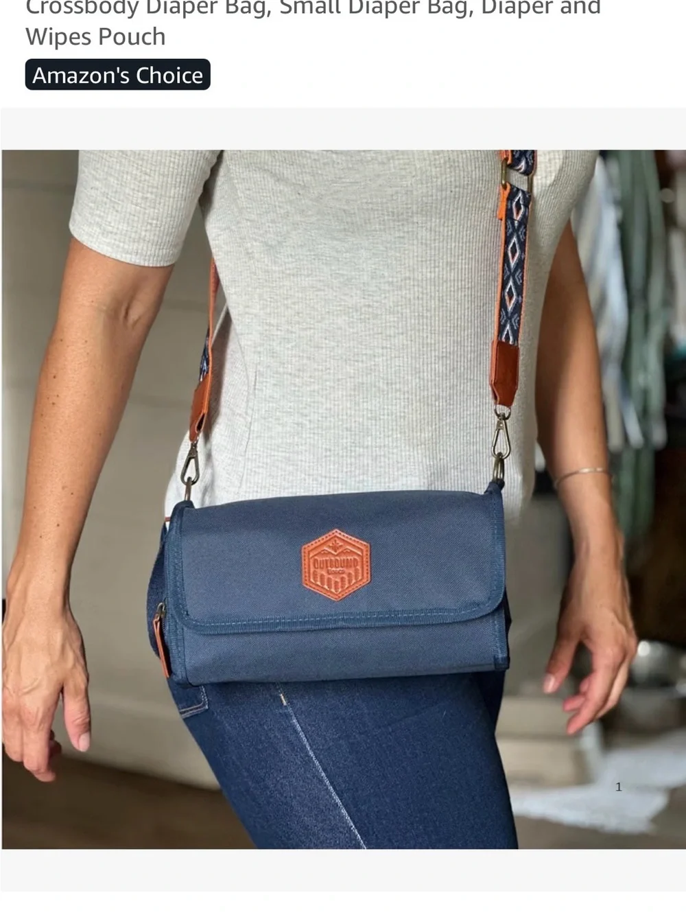 Navy Crossbody small diaper Bag with Orange Accents